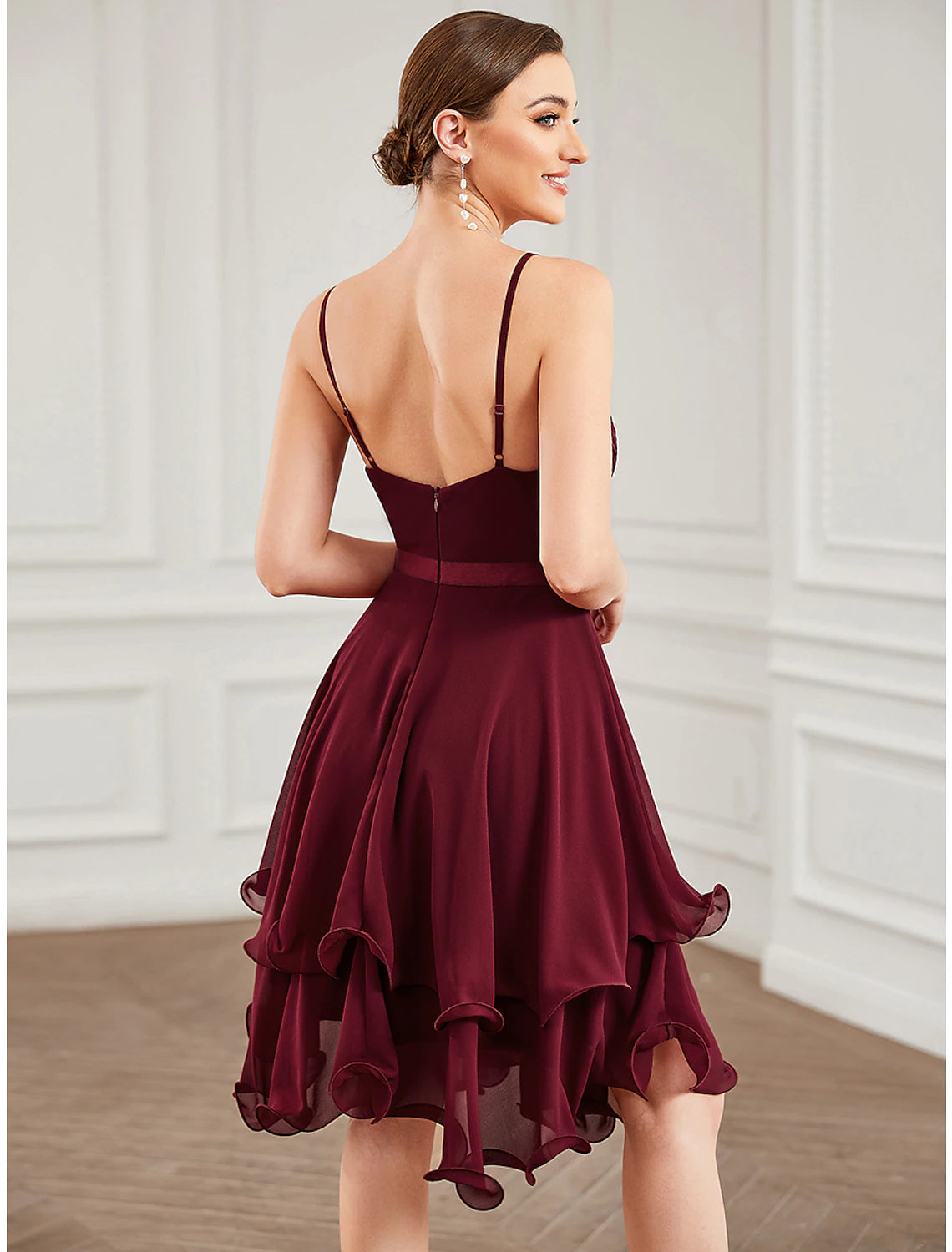 Wholesale A-Line Homecoming Dresses Tiered Plisse Dress Homecoming Prom Short / Mini Sleeveless Sweetheart Chiffon with Pure Color Tiered